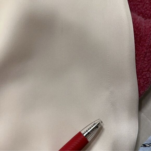 ZARA L Ivory Preppy Outer Shell Long Sleeve Front Tie Beaded Button Blouse - Picture 14 of 15